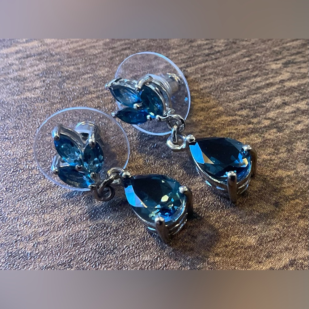 Elegant London Blue Topaz Teardrop Earrings